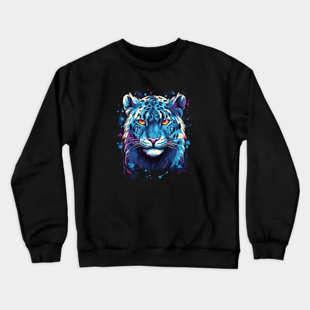 Snow Leopard Illustration Crewneck Sweatshirt by Kawaii Cuties